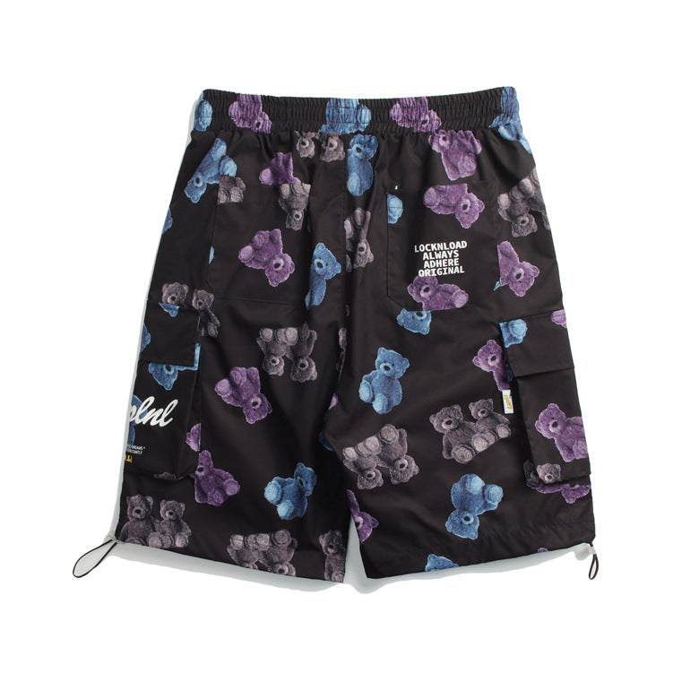 Bear Letter Print Streetwear Cargo Shorts Primordials