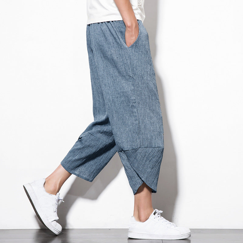 Linen Pants Summer Men's Cropped Shorts Youth Wide - Whispering Winds