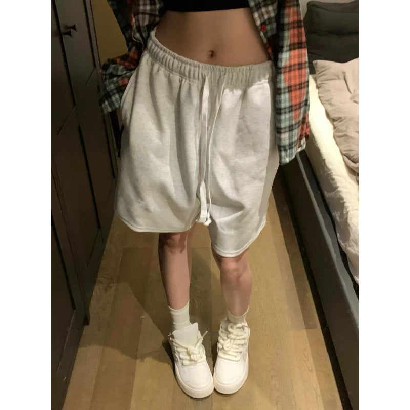 Retro American High-Waist Wide-Leg Shorts