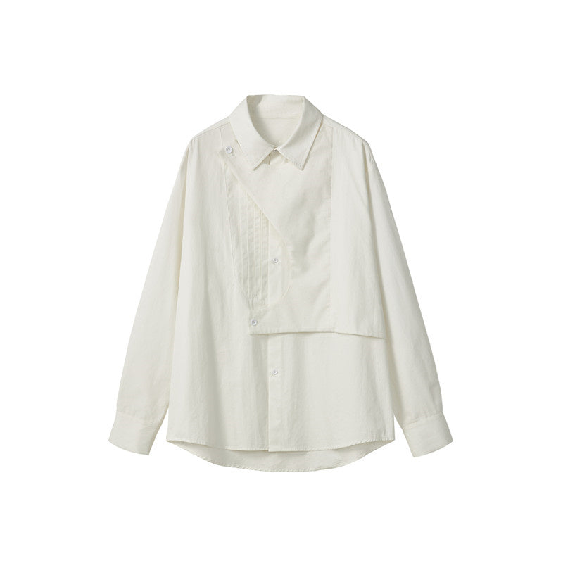 Deconstructed Shirt Design Sense Loose Trendy White - Whispering Winds