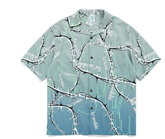 Digital Bramble Thorn Print Streetwear Hawaiian Shirt