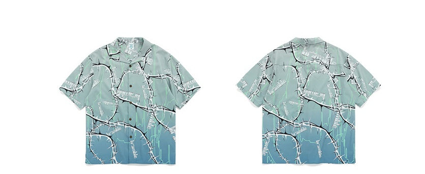 Digital Bramble Thorn Print Streetwear Hawaiian Shirt