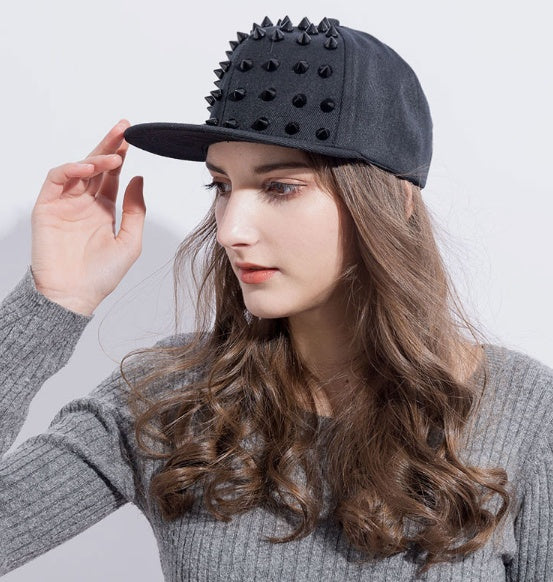 Rivet Studded Black Streetwear Hat