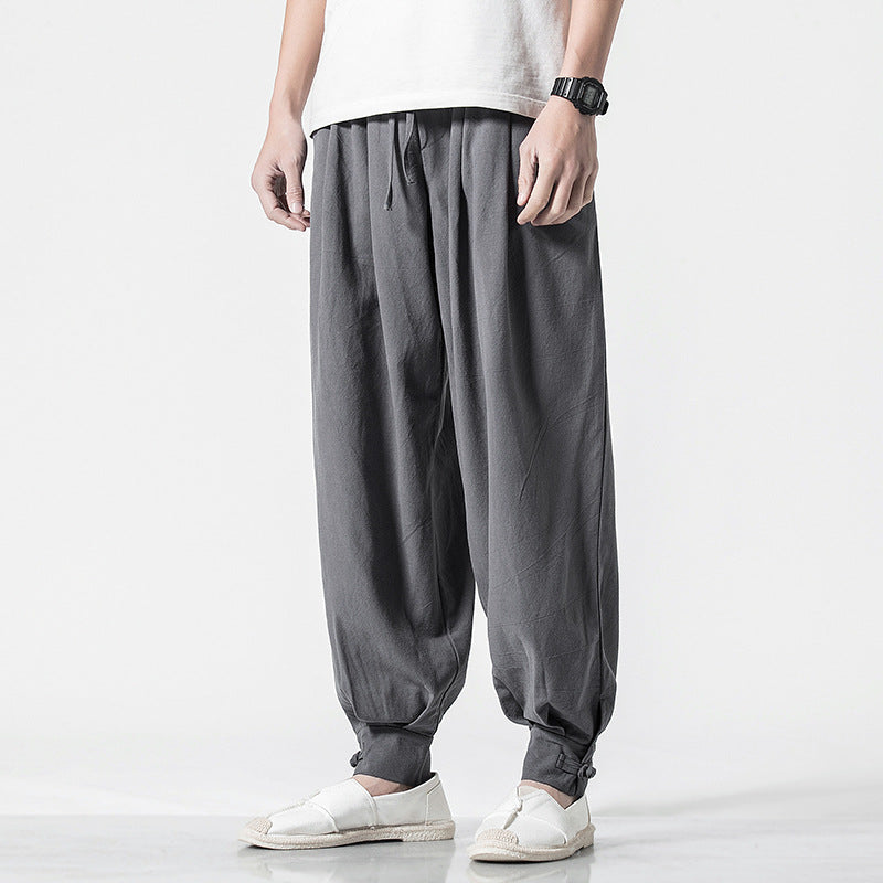 Chinese style cotton and linen casual trousers loose harem pants bloomers - Whispering Winds