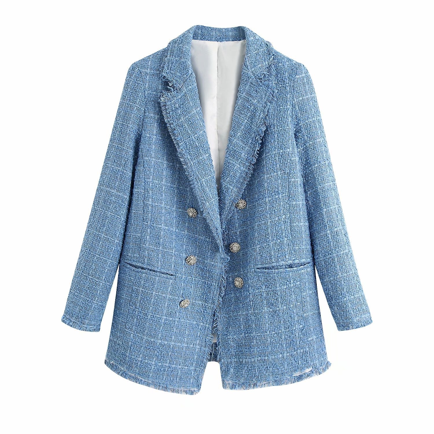 Retro Plaid Tweed Blazer Jacket Primordials