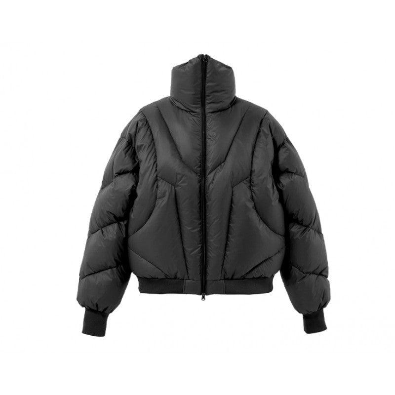 High-Neck Double-Zip Streetwear Puffer Jacket