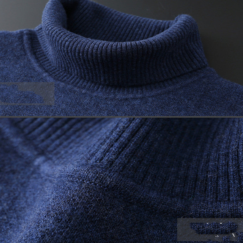 Double Lapel High Neck Cashmere Sweater Middle-Aged Men's Sweater Loose - Whispering Winds