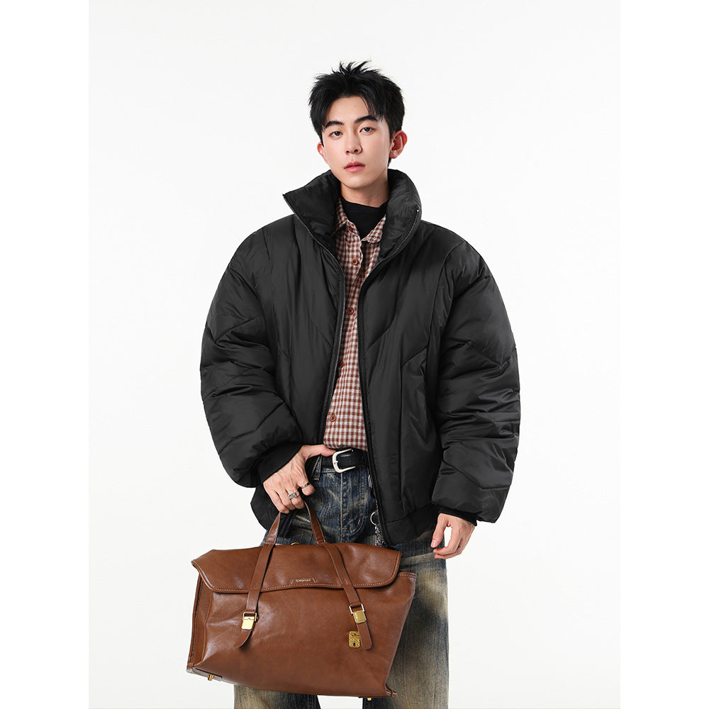 High-Neck Double-Zip Streetwear Puffer Jacket