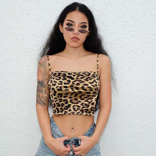 Leopard Print Fitted Tank Top