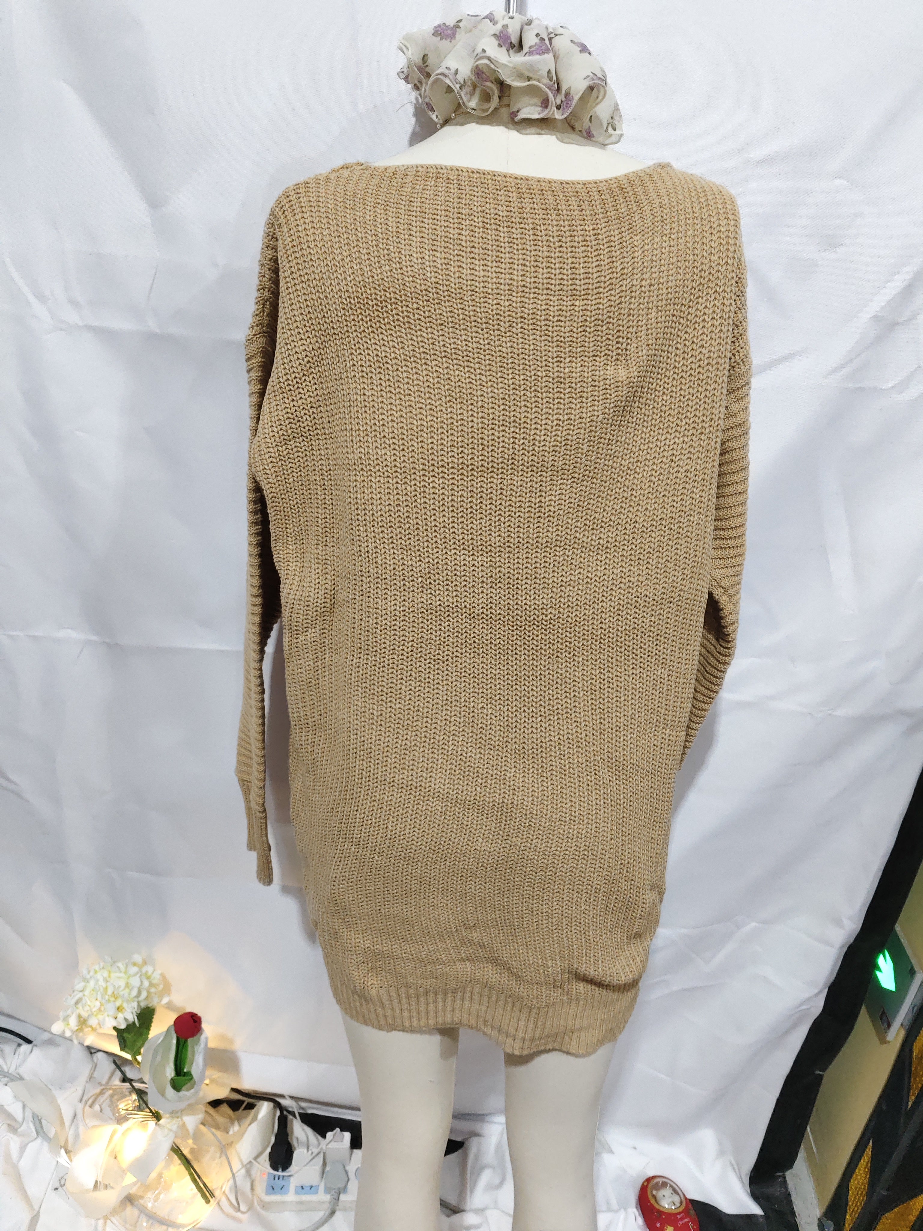 Off-Shoulder Knitted Sweater Dress Primordials