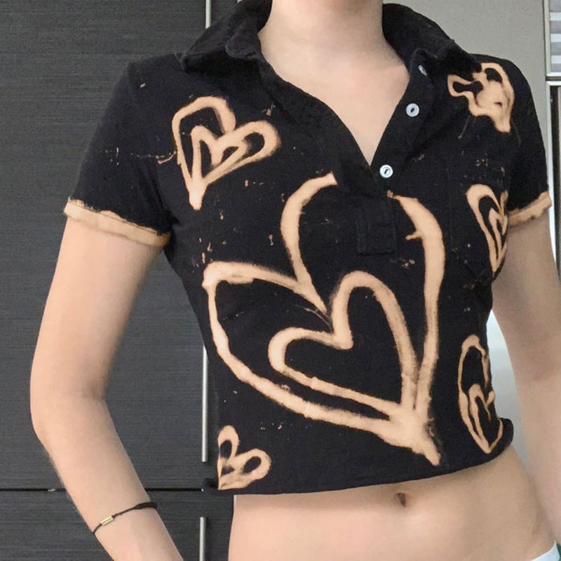 Vintage Heart Print Crop Top Primordials