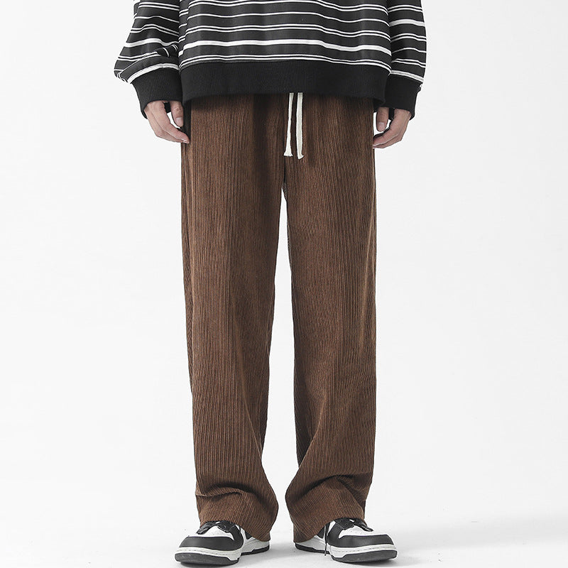 Fleece-lined Thick Loose Straight Corduroy Pants - Whispering Winds