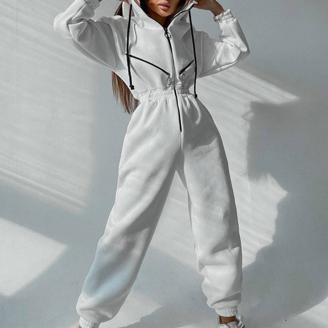 Zipper Drawstring Hoodie Two-Piece Set
