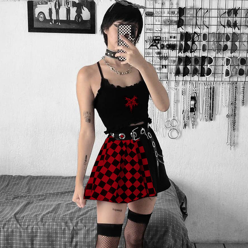 Gothic Plaid A-Line Mini Skirt - Primordials