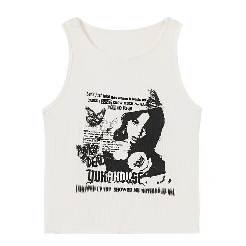 Y2K Kawaii Print Sleeveless Ribbed Knit Vest Primordials