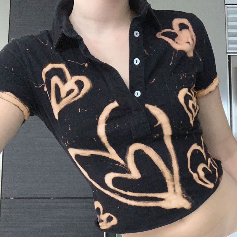 Vintage Heart Print Crop Top Primordials