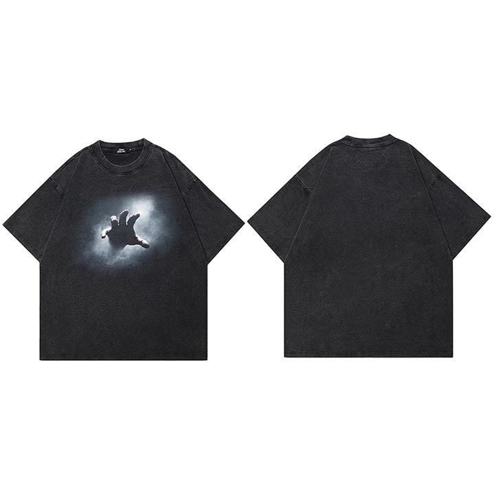 Outstretched Hand Print Oversized Streetwear Tee