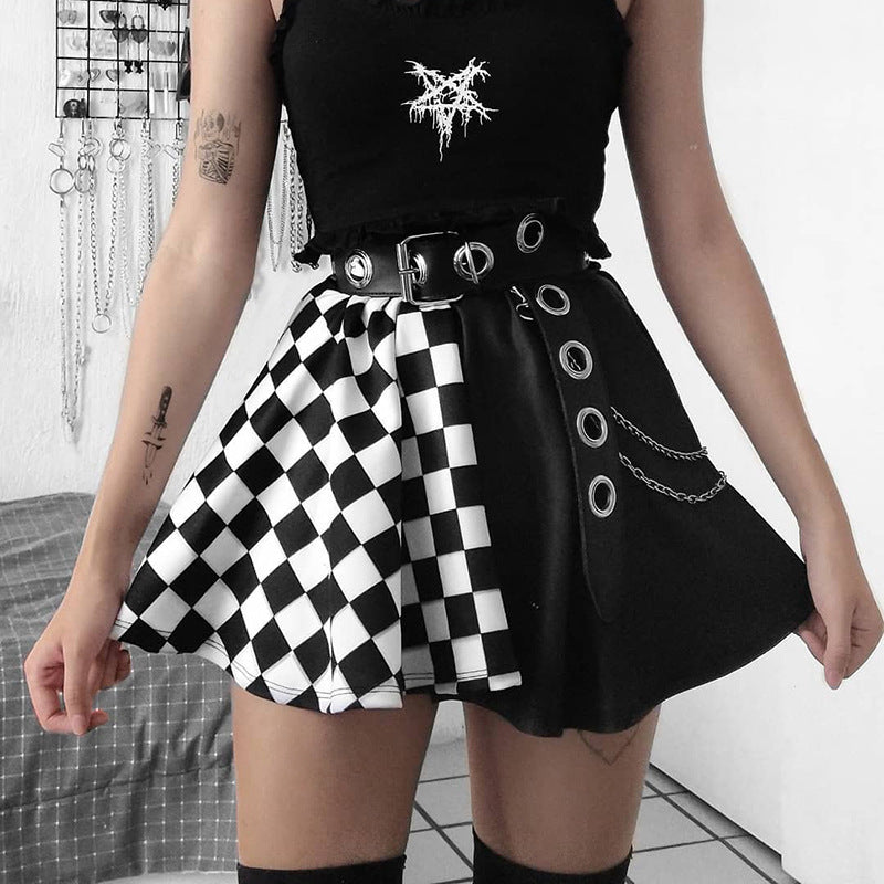 Gothic Plaid A-Line Mini Skirt - Primordials