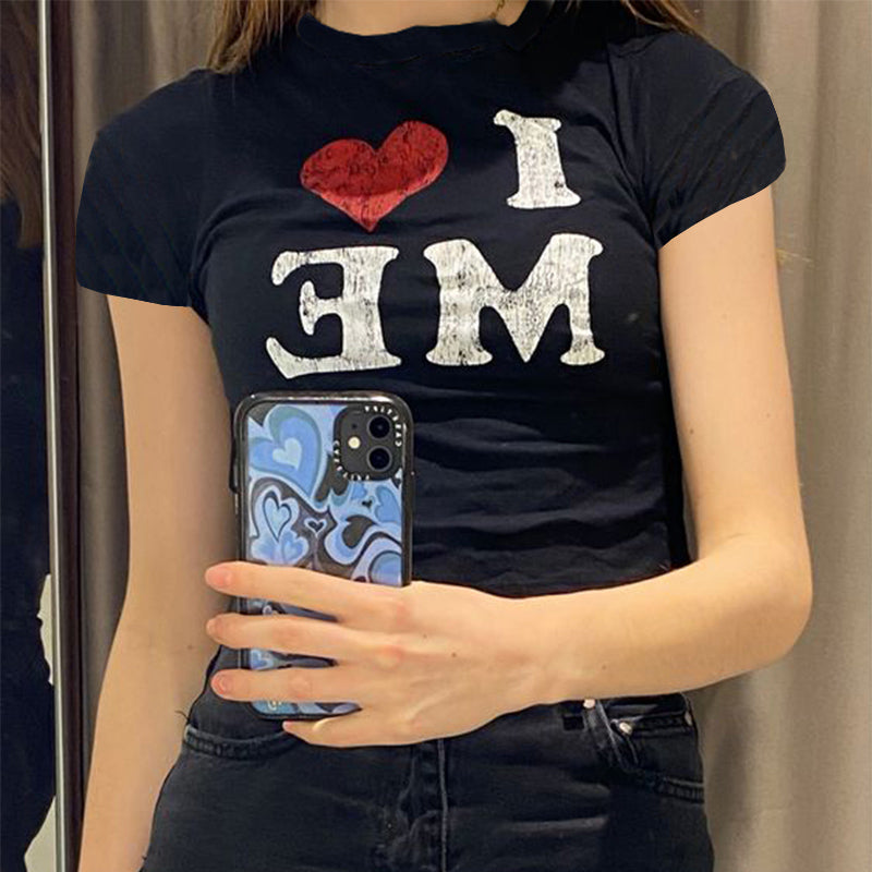 "I Love Me" Print Harajuku Streetwear Tee