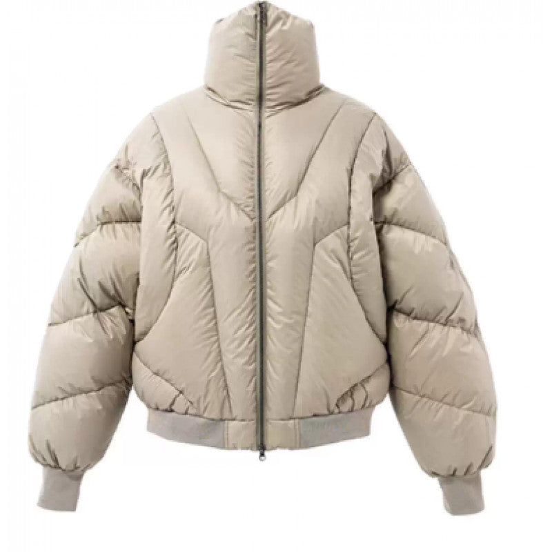 High-Neck Double-Zip Streetwear Puffer Jacket