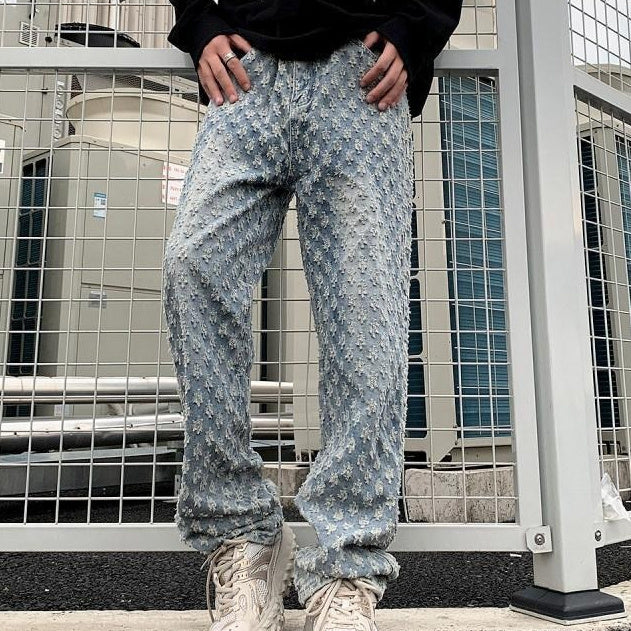 Jacquard Full-Print Streetwear Jeans