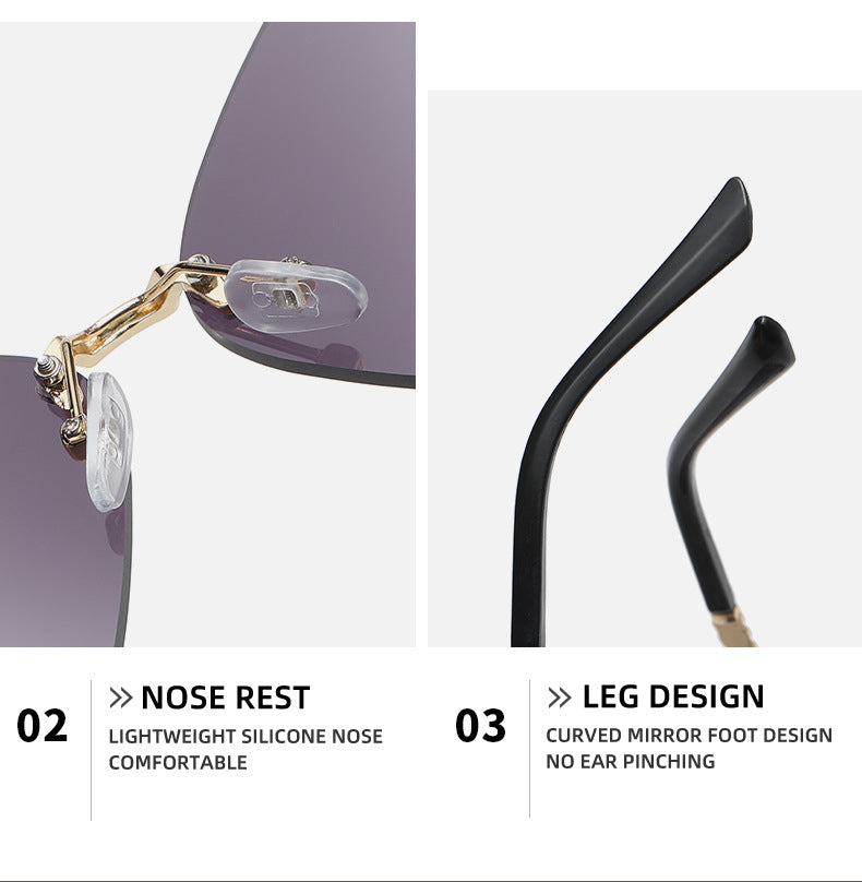 Luxury Diamond Butterfly Rimless Oversized Sunglasses
