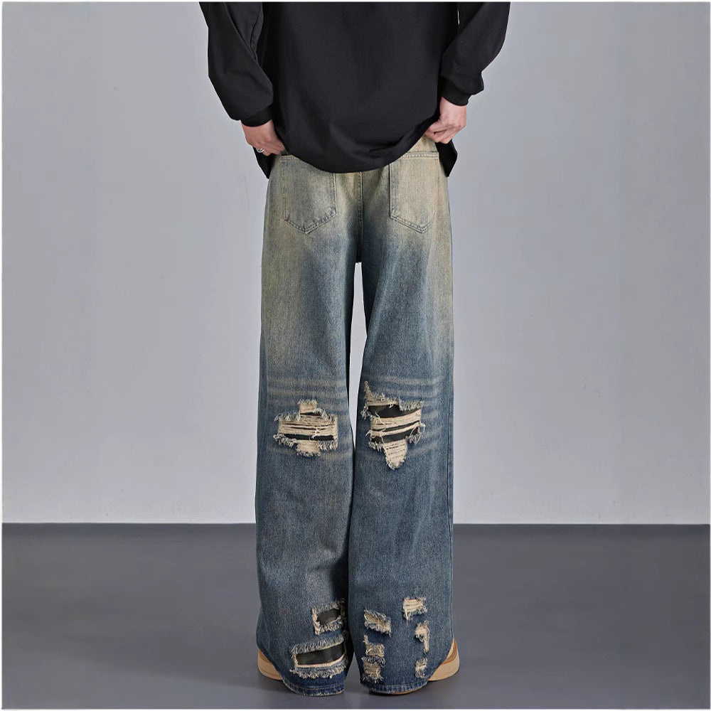 American Camouflage Ripped Straight-Leg Jeans