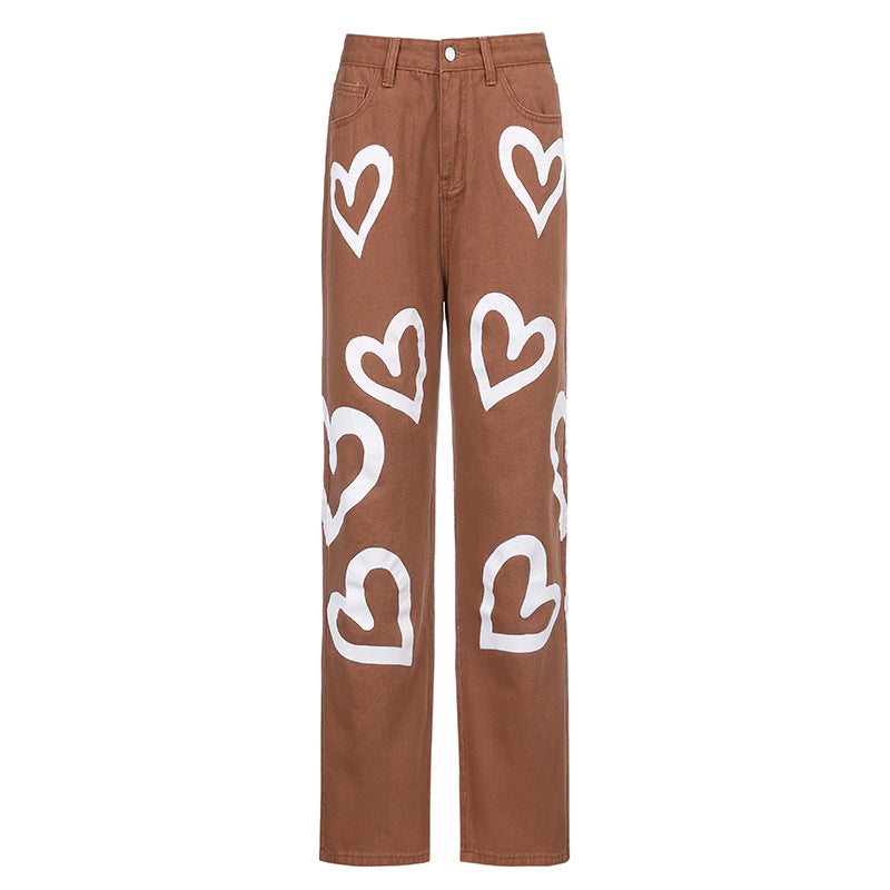 Love Graffiti High-Waist Straight Slim Jeans