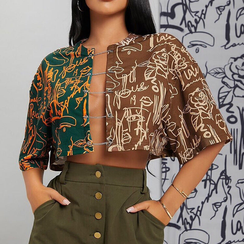 Collision Print Crop Top - Primordials