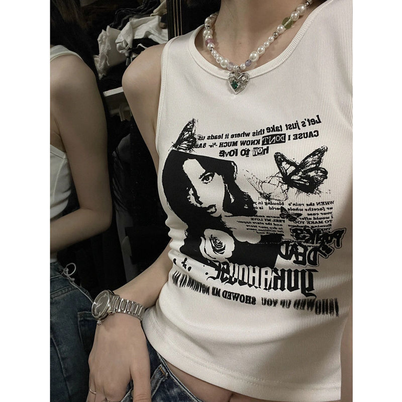 Y2K Kawaii Print Sleeveless Ribbed Knit Vest Primordials