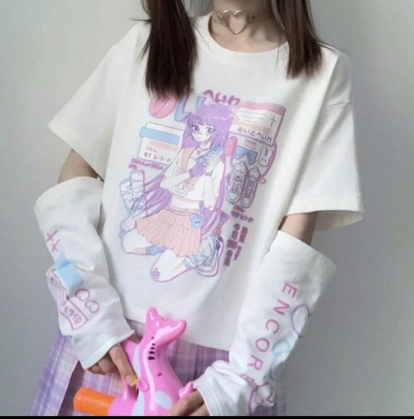 Kawaii Print Streetwear Top