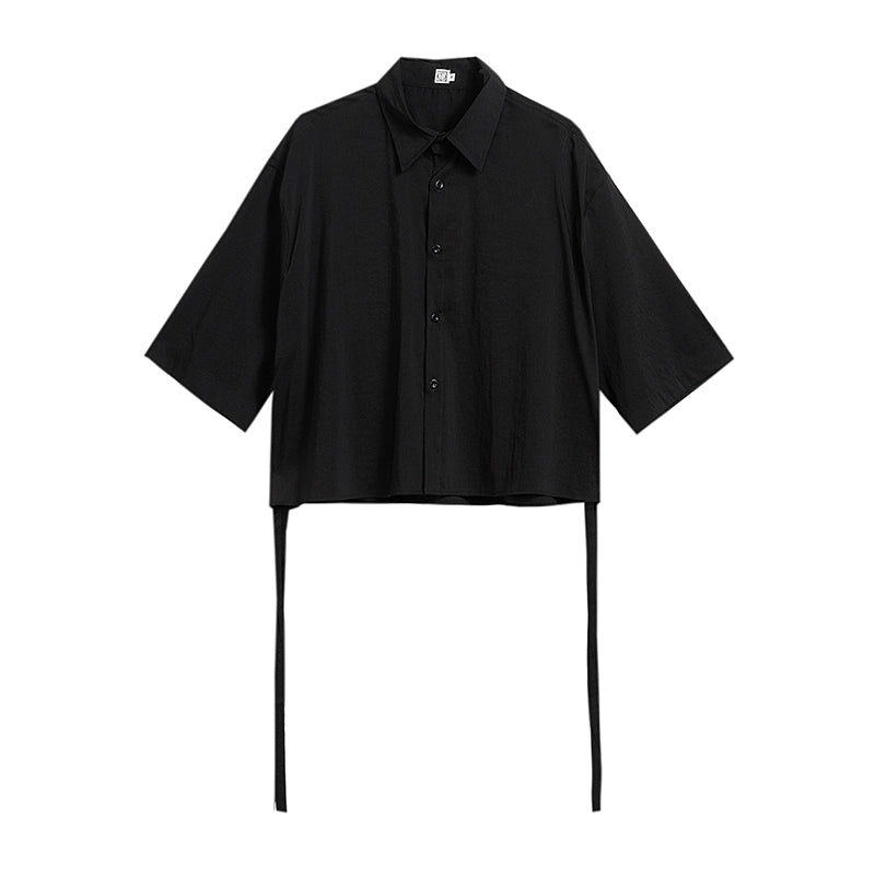 Men's Square Neck Loose Shirt With Short Sleeves - Whispering Winds