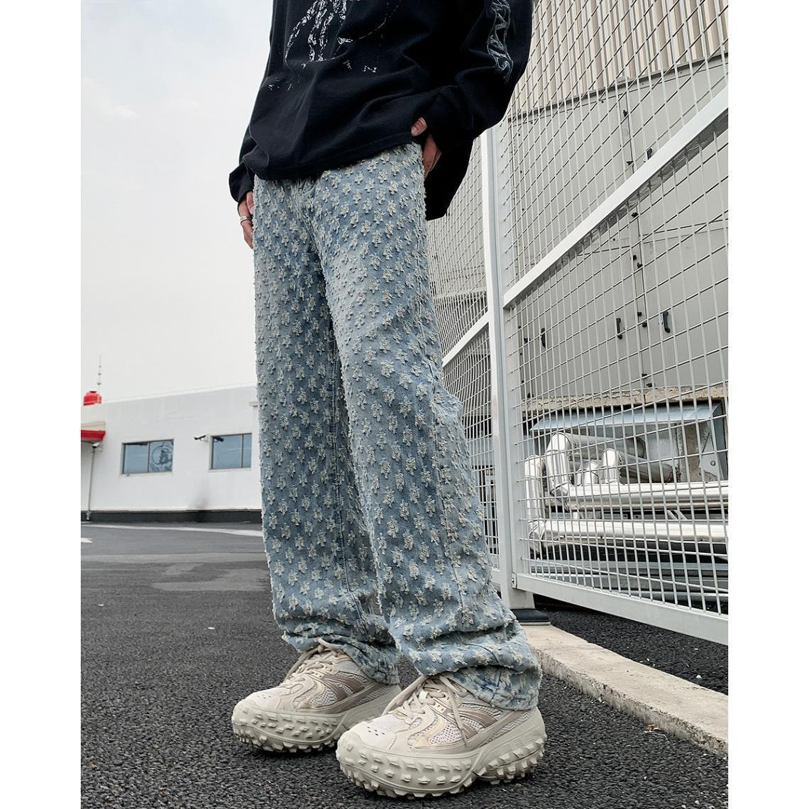 Jacquard Full-Print Streetwear Jeans