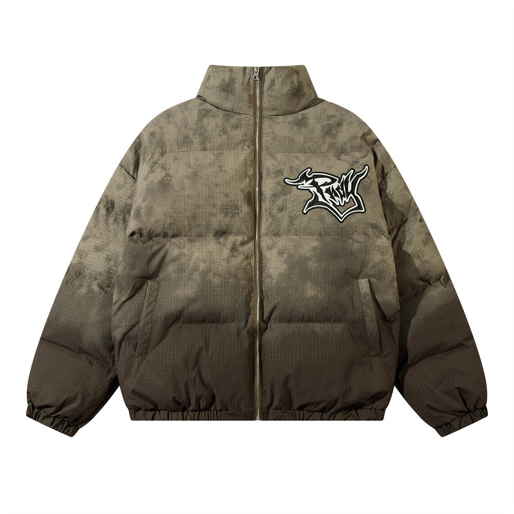 Gradient Embroidered Letter Cotton Jacket