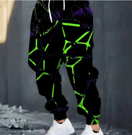 Digital Graffiti Print Hip-Hop Sweatpants