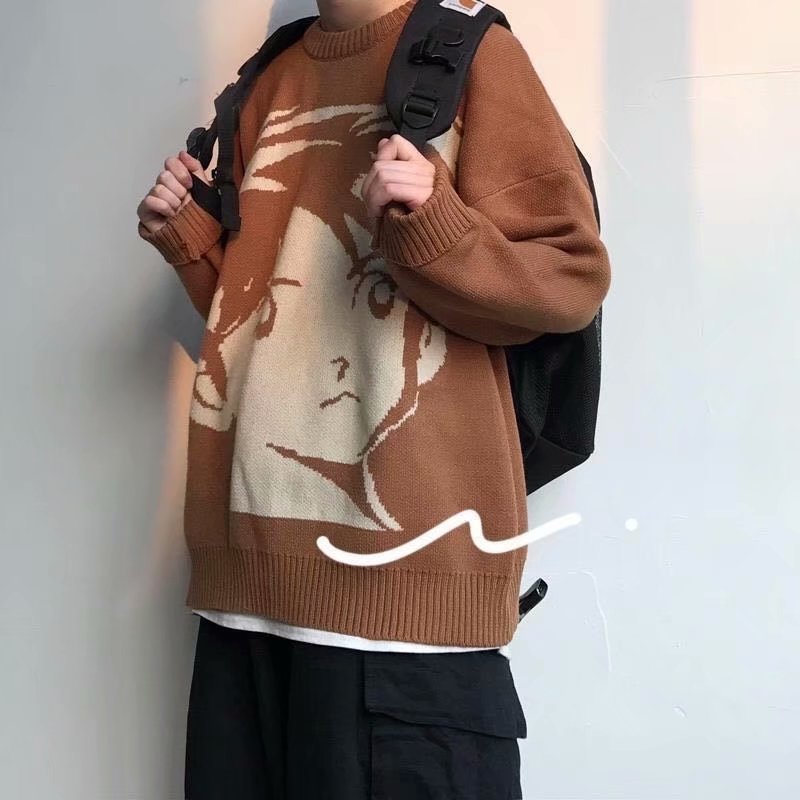 Retro Hip-Hop Knitted Pullover Sweater