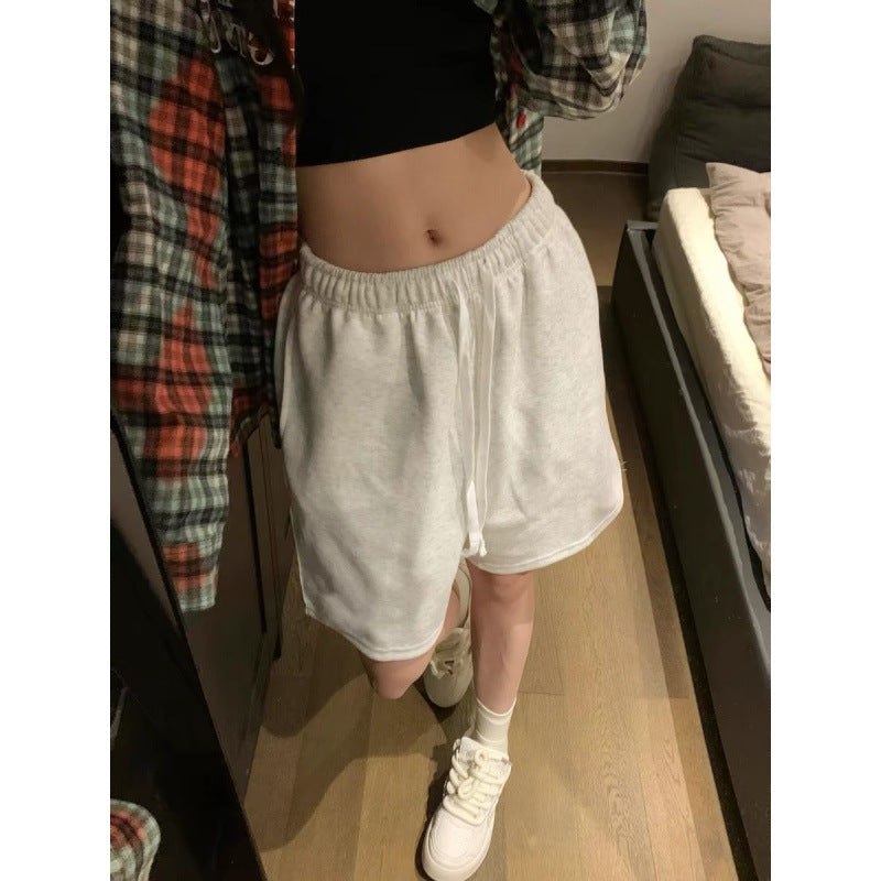 Retro American High-Waist Wide-Leg Shorts
