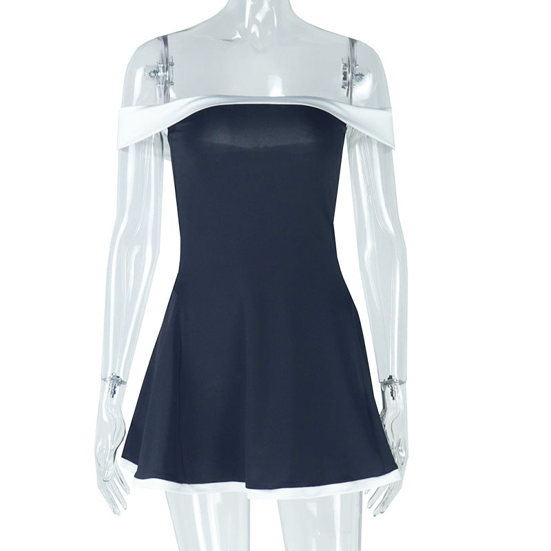 Black & White Patchwork Summer Mini Dress Primordials
