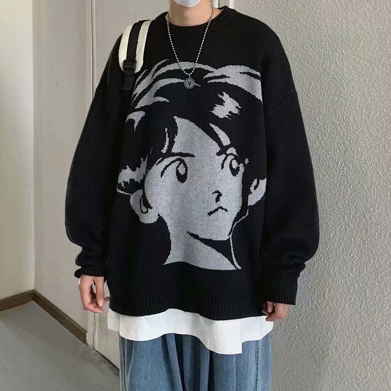 Retro Hip-Hop Knitted Pullover Sweater