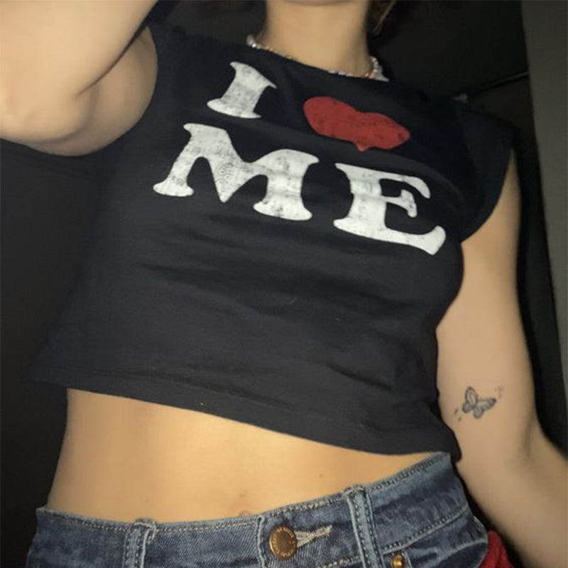 "I Love Me" Print Harajuku Streetwear Tee