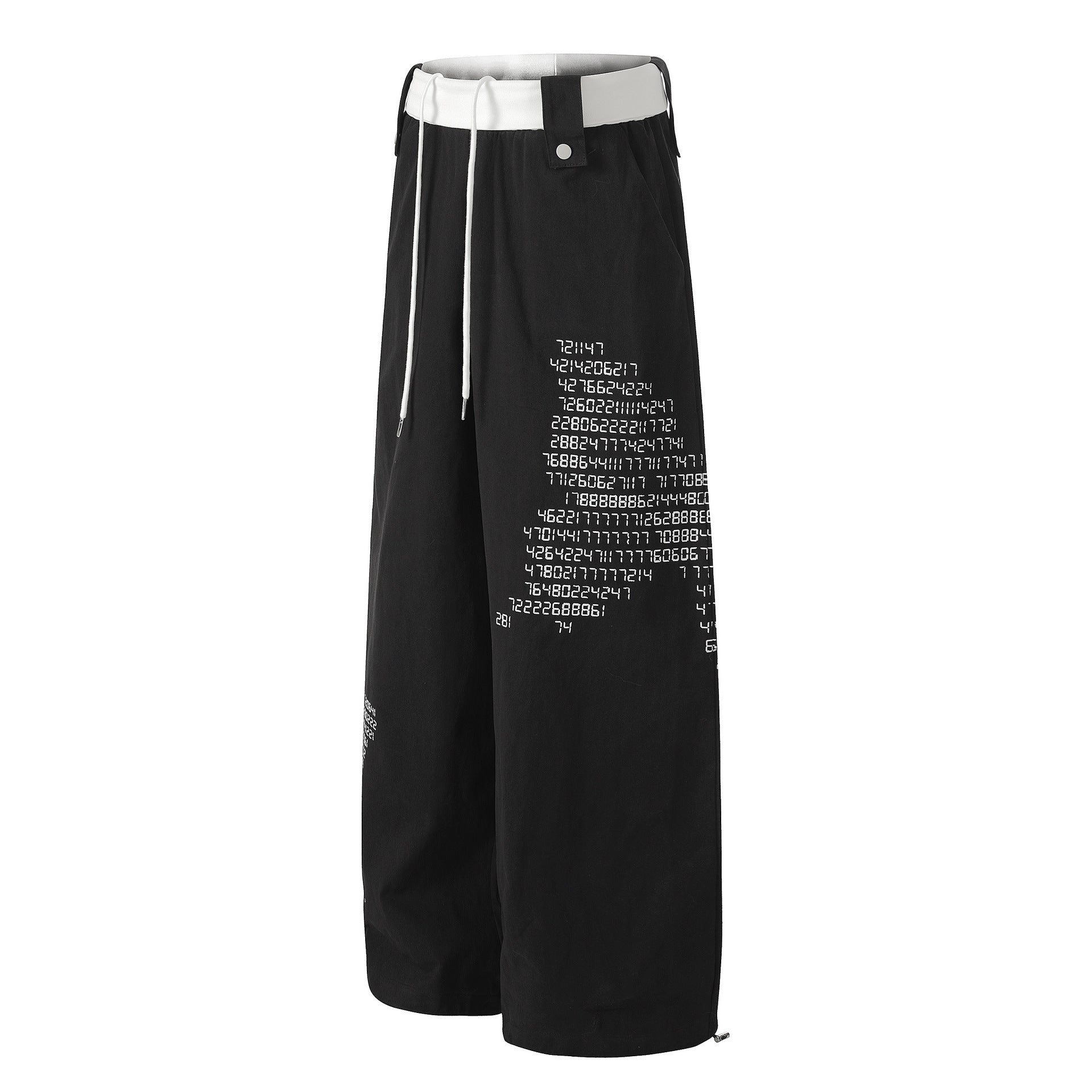 Digital Number Print High-Waist Streetwear Pants Primordials