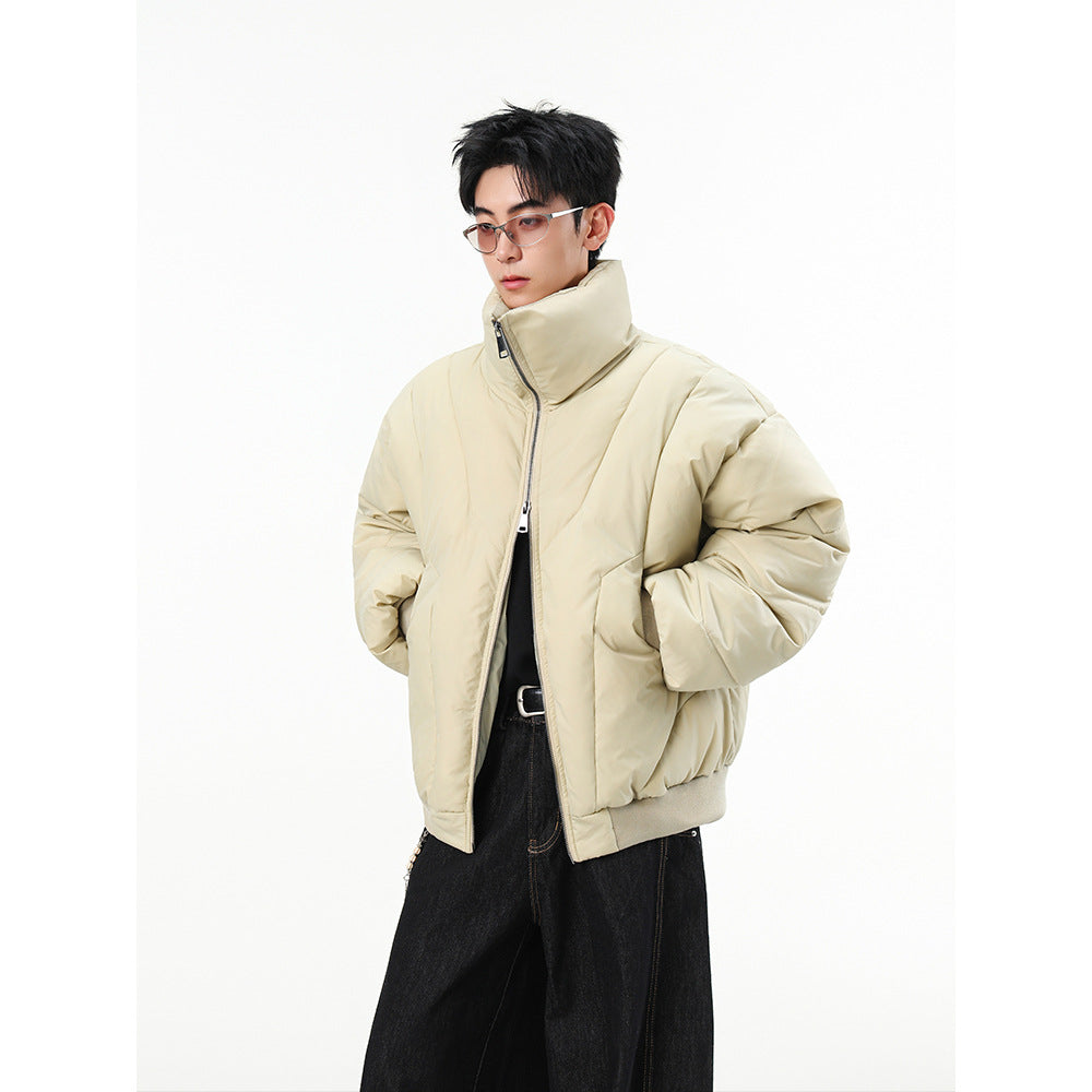 High-Neck Double-Zip Streetwear Puffer Jacket