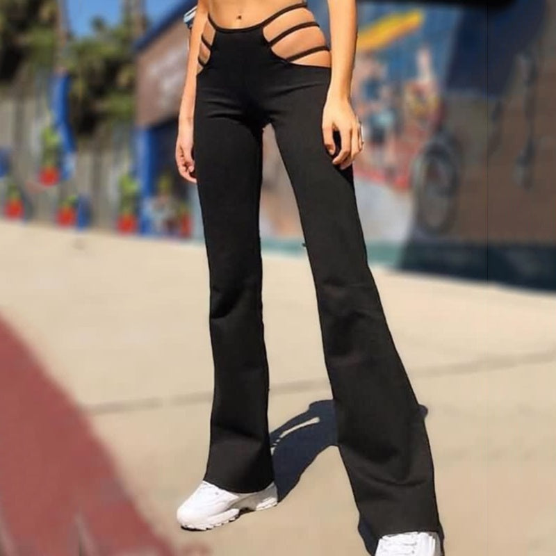 Slim Hollow-Out Flare Streetwear Pants